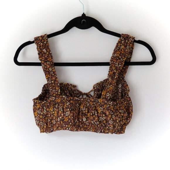 Garage Women's Brown and Orange Ruched Bustier Crop Top - Small - Picture 2 of 2